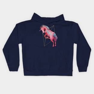 Watercolor Celestial Galaxy Unicorn Octahedron Kids Hoodie